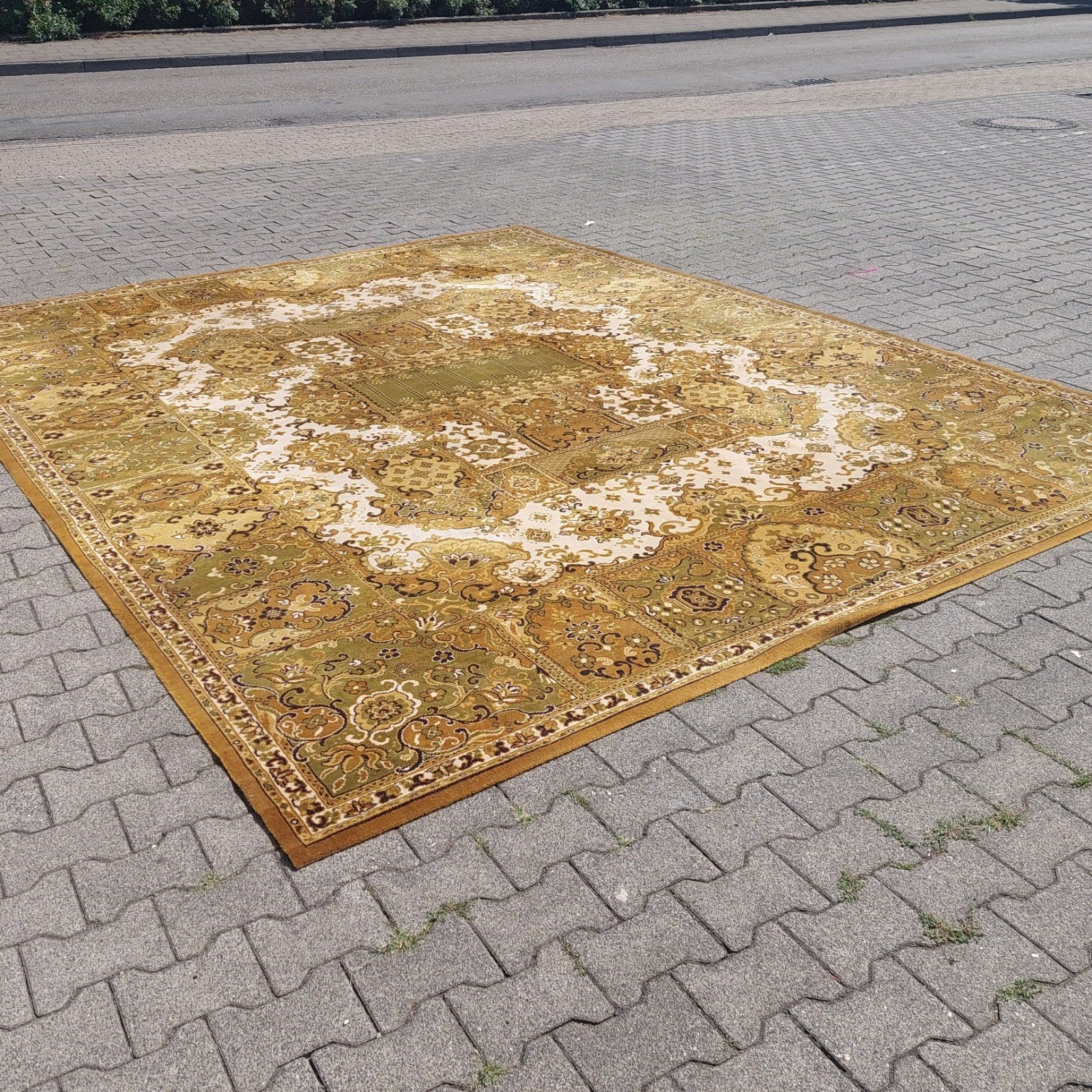 Prachtig Vintage XXL Vloerkleed Kronprinz – 100% wol, Ophalen, Gebruikt, ., Geel