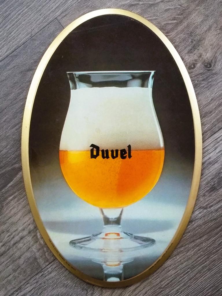 Jaar 1979 Bier Reclame Bord Schild Mancave DUVEL Biermerk, Verzamelen, Biermerken, Ophalen of Verzenden, Gebruikt, Reclamebord, Plaat of Schild
