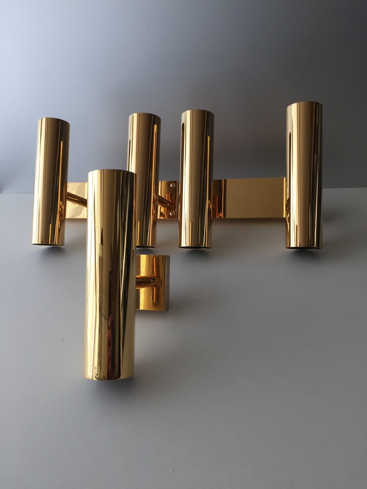 BAG Turgi wall lamp set of 3, 70s silence of the lamps, Zo goed als nieuw, Goud, Metaal, Wandlamp