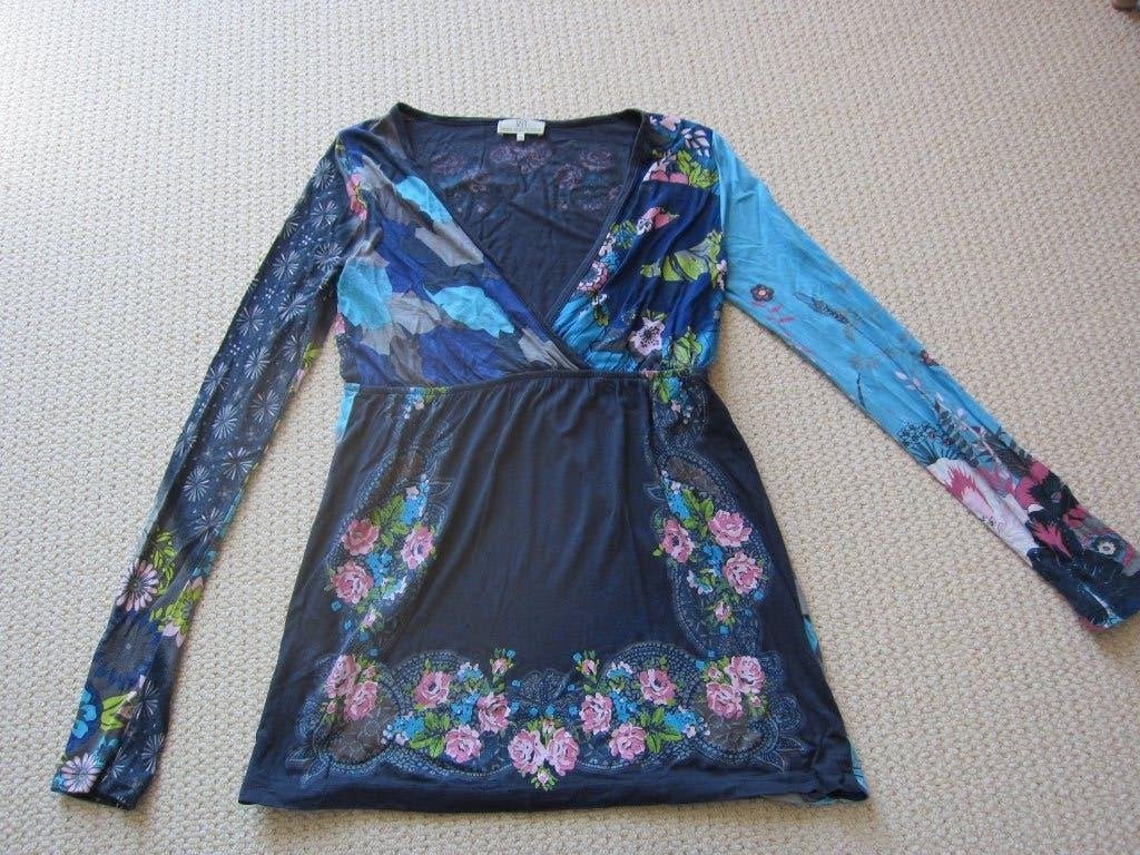 tuniek met bloemen van dept, maat xs, Blauw, Ophalen of Verzenden, Zo goed als nieuw, Maat 34 (XS) of kleiner