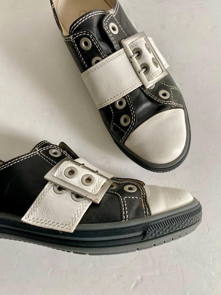 J49 Gabor maat 38 leren sneakers schoenen leer zwart wit, Zwart, Gabor, Ophalen of Verzenden, Sneakers of Gympen