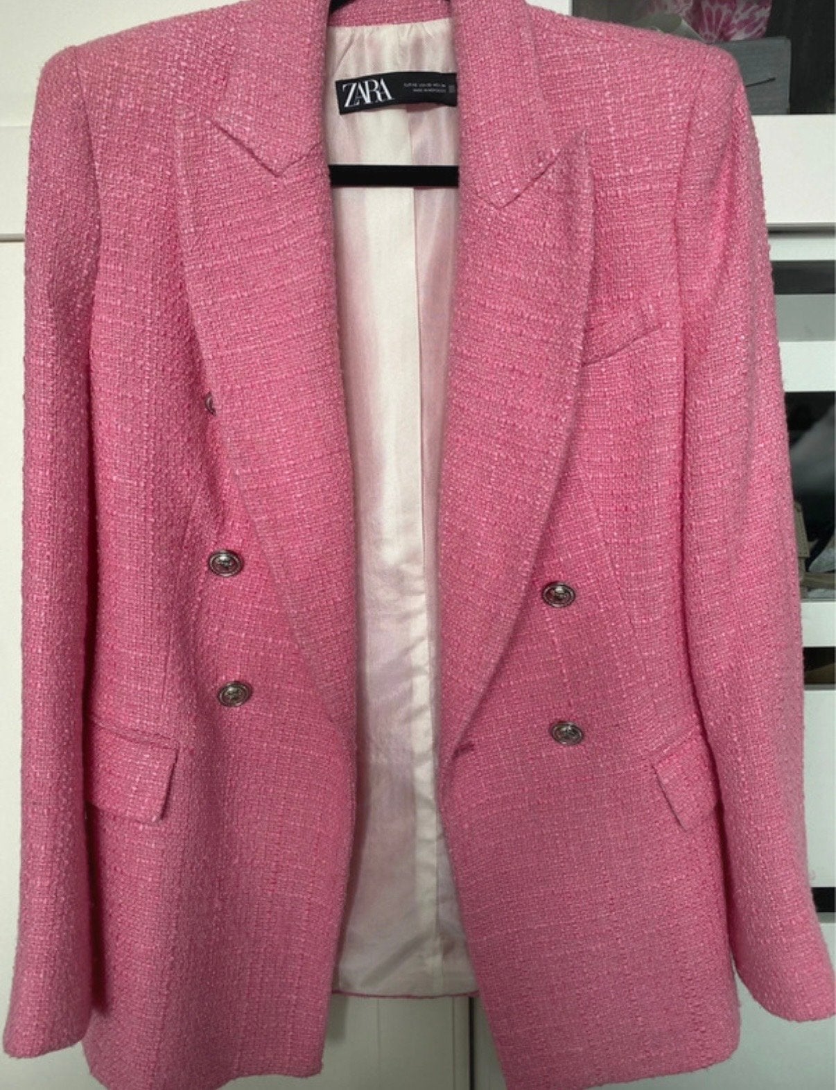 Nieuwe roze blazer met structuur, maat XS, Nieuw, Ophalen of Verzenden, Jasje, Roze