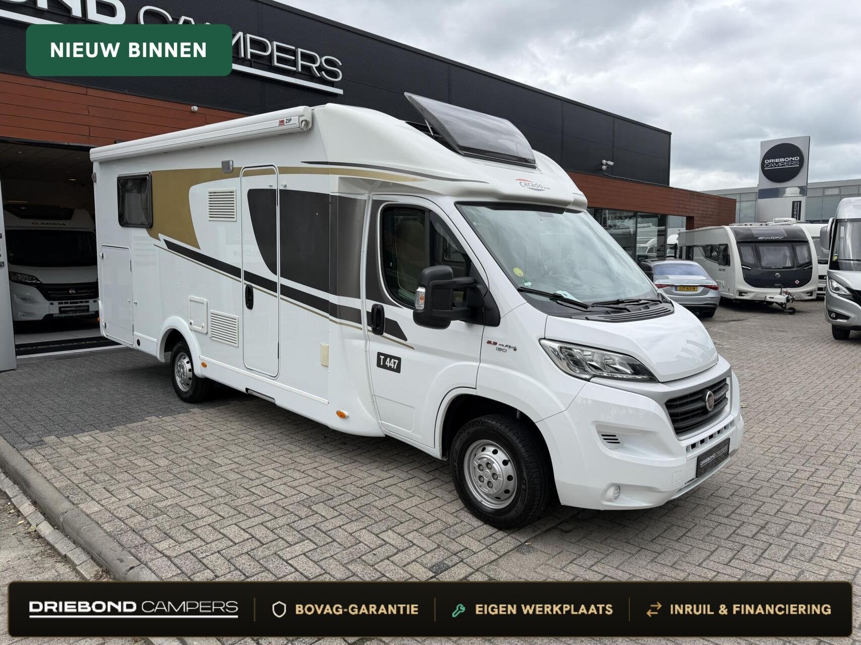 Carado T447 Euro6 Enkele Bedden Luifel Zonnepaneel Bearlock, Airbags, 7 tot 8 meter, Bedrijf, Elektrische ramen