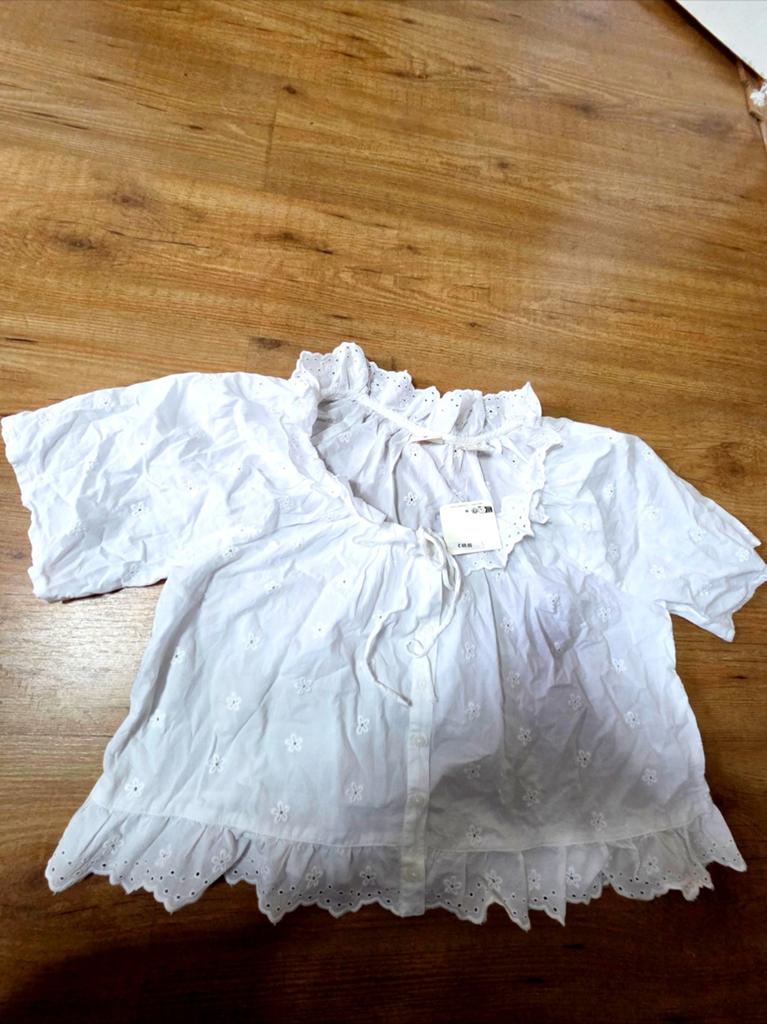 Levi's witte blouse met borduursel en ruches, maat XS, Wit, Nieuw, Ophalen of Verzenden, Maat 34 (XS) of kleiner