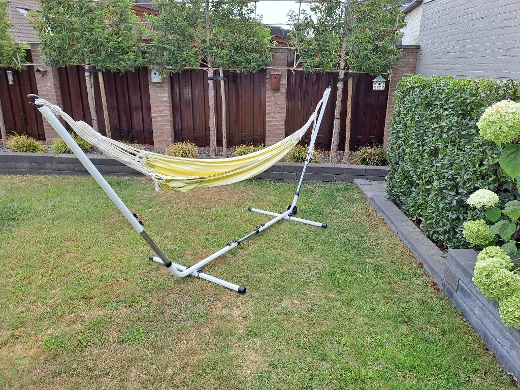 Standaard voor hangmat (incl. hangmat), Tuin en Terras, Hangmatten, Ophalen, Inklapbaar, Zo goed als nieuw, Eenpersoons