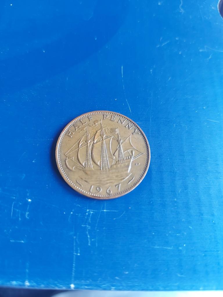 Britse Half Penny Munt 1967 - Koningin Elizabeth II, Ophalen of Verzenden, Losse munt