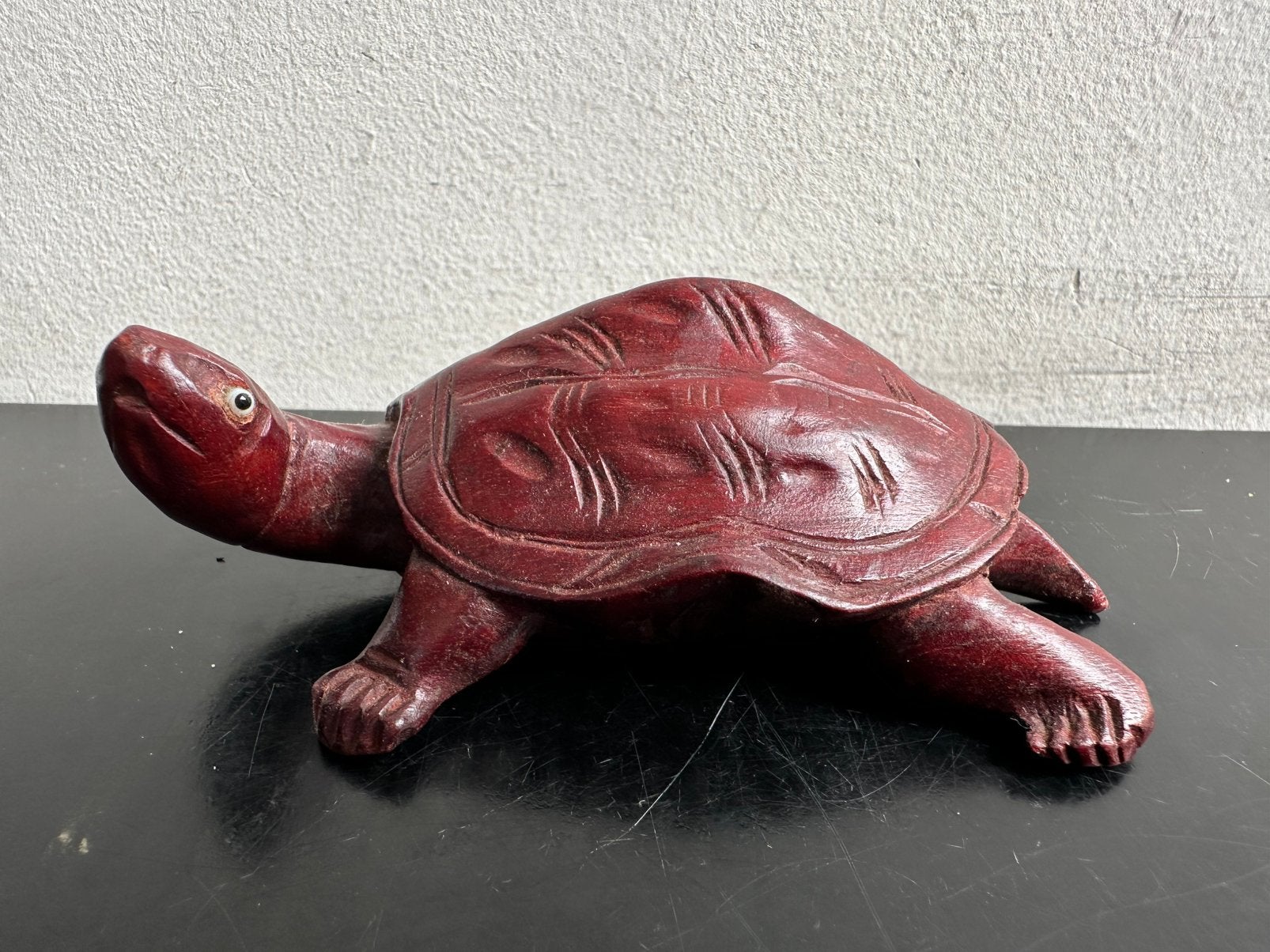 Oud Chinees rozen houtsnijwerk Schildpad beeldje, Ophalen of Verzenden