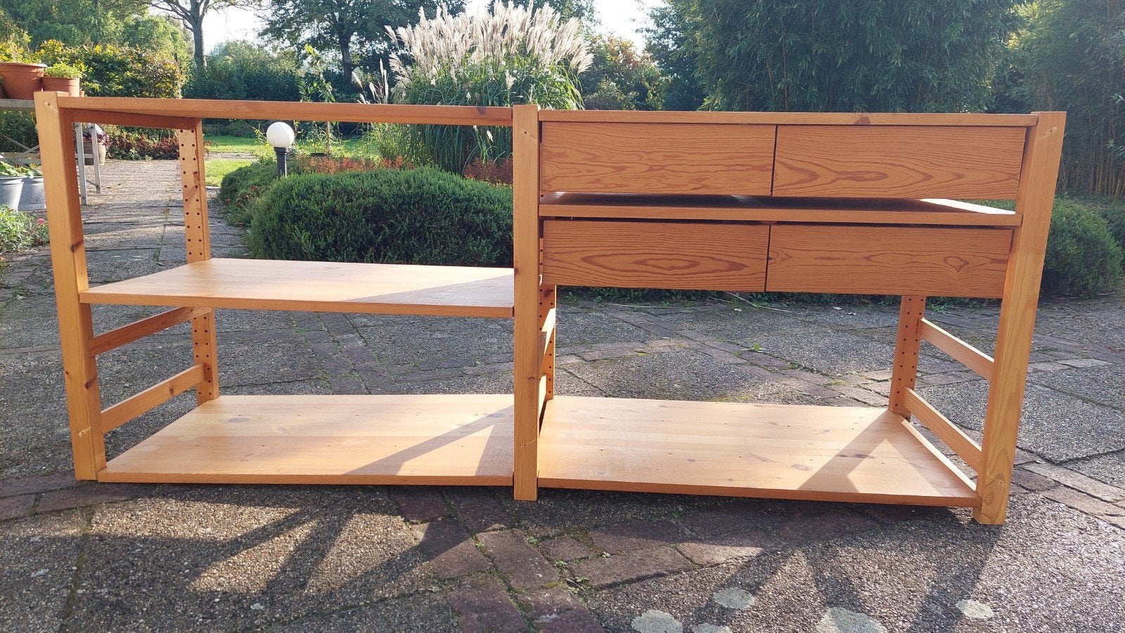 Houten opbergmeubel met lades en planken, Ophalen, Gebruikt, Modern, functioneel, 150 tot 200 cm