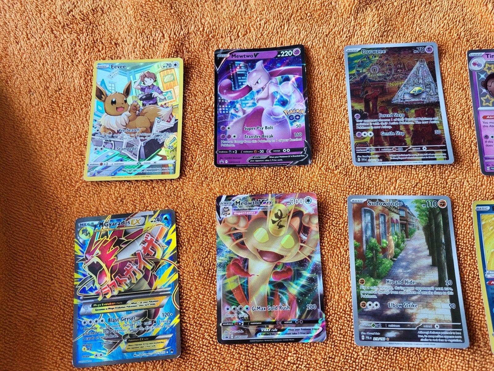 Pokémon Kaarten Collectie - Mewtwo, Eevee, Meowth VMAX, Ophalen, Gebruikt, Meerdere kaarten