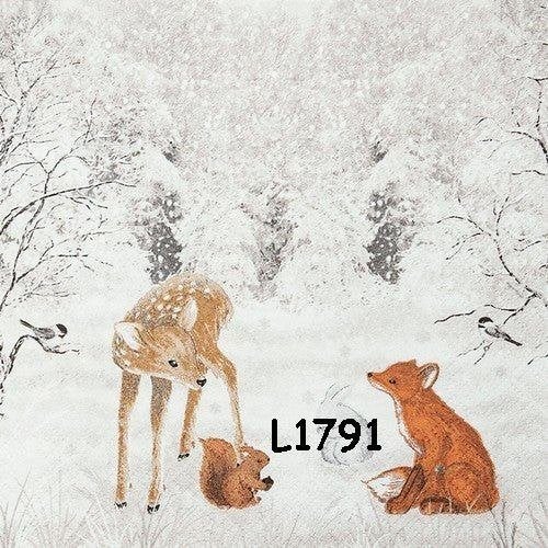 Servetten decoupage/bullet journal * dieren winter L1791, Verzenden, Nieuw