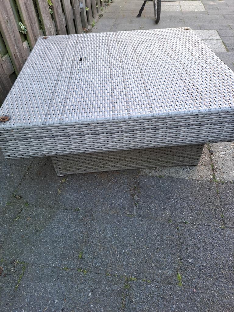 Tafel met glasplaat, Ophalen, Gebruikt, Rechthoekig, Wicker