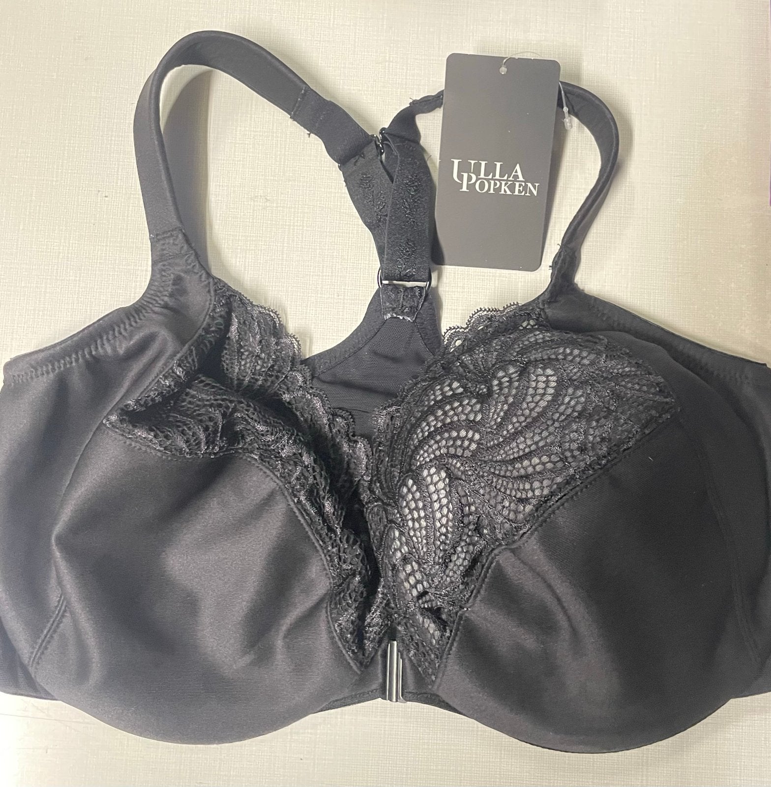 Ulla Popken BH Zwart met Kant - Maat 90G, Ophalen of Verzenden, Zwart, BH