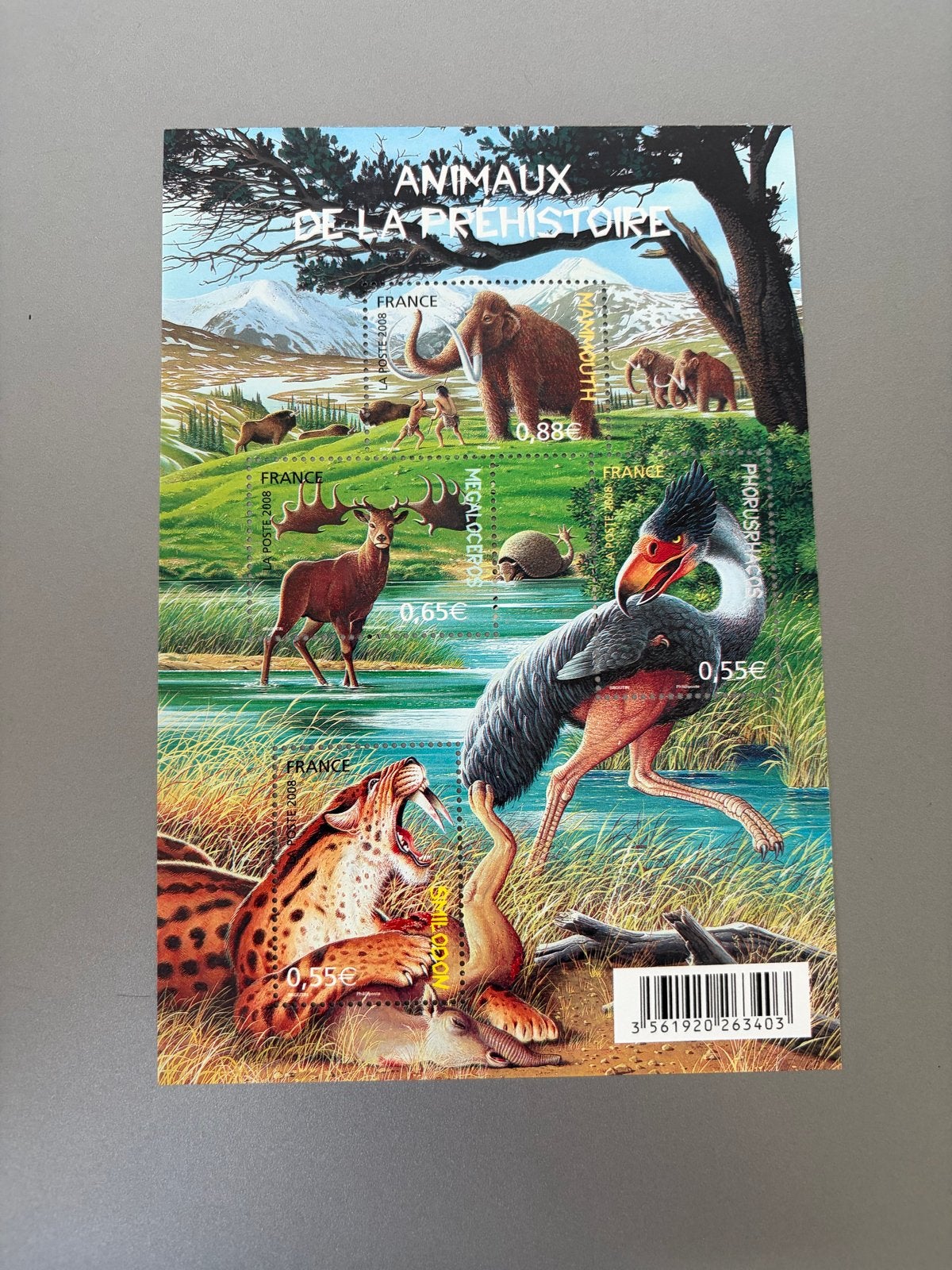 Frankrijk 2008: Prehistorische Dieren Postzegelvel, Ophalen of Verzenden