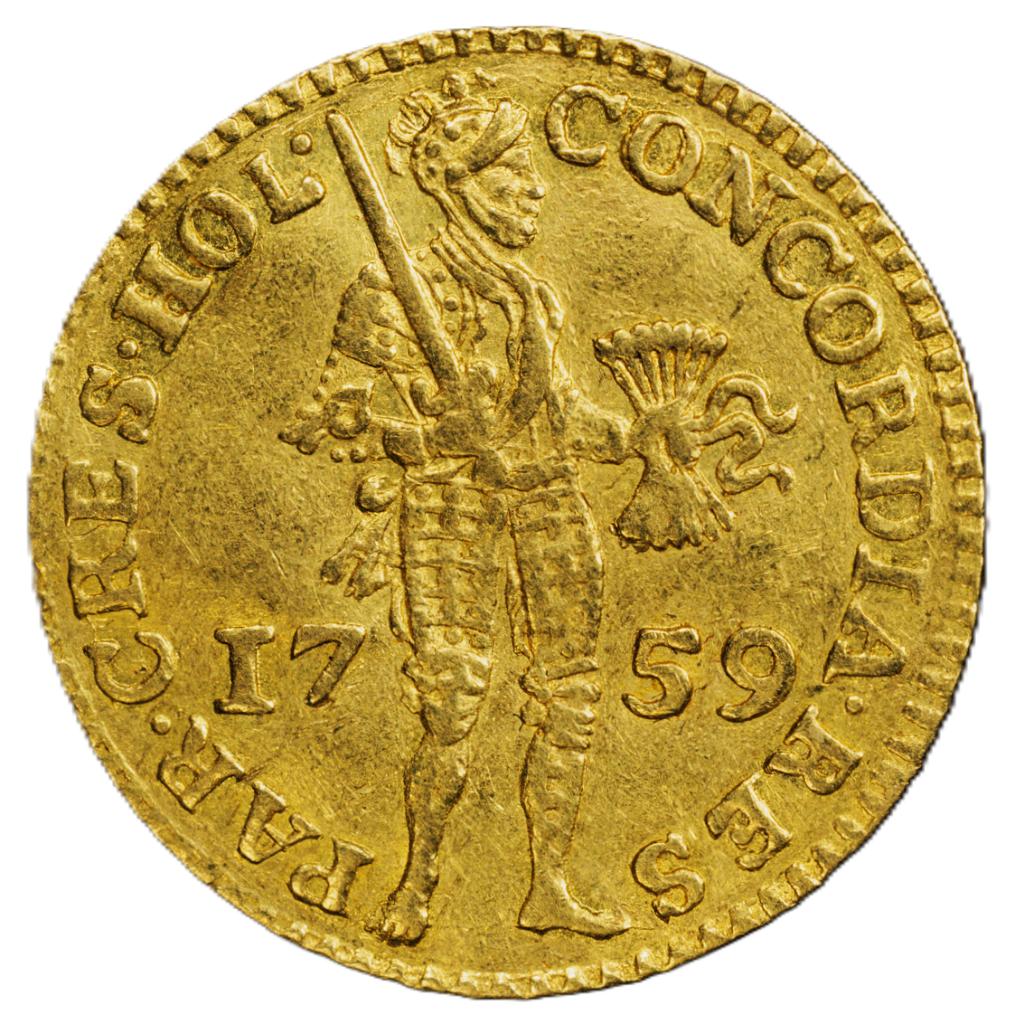 Gouden dukaat 1759 Holland, Postzegels en Munten, Munten | Nederland, Vóór koninkrijk, Verzenden, Losse munt, Goud