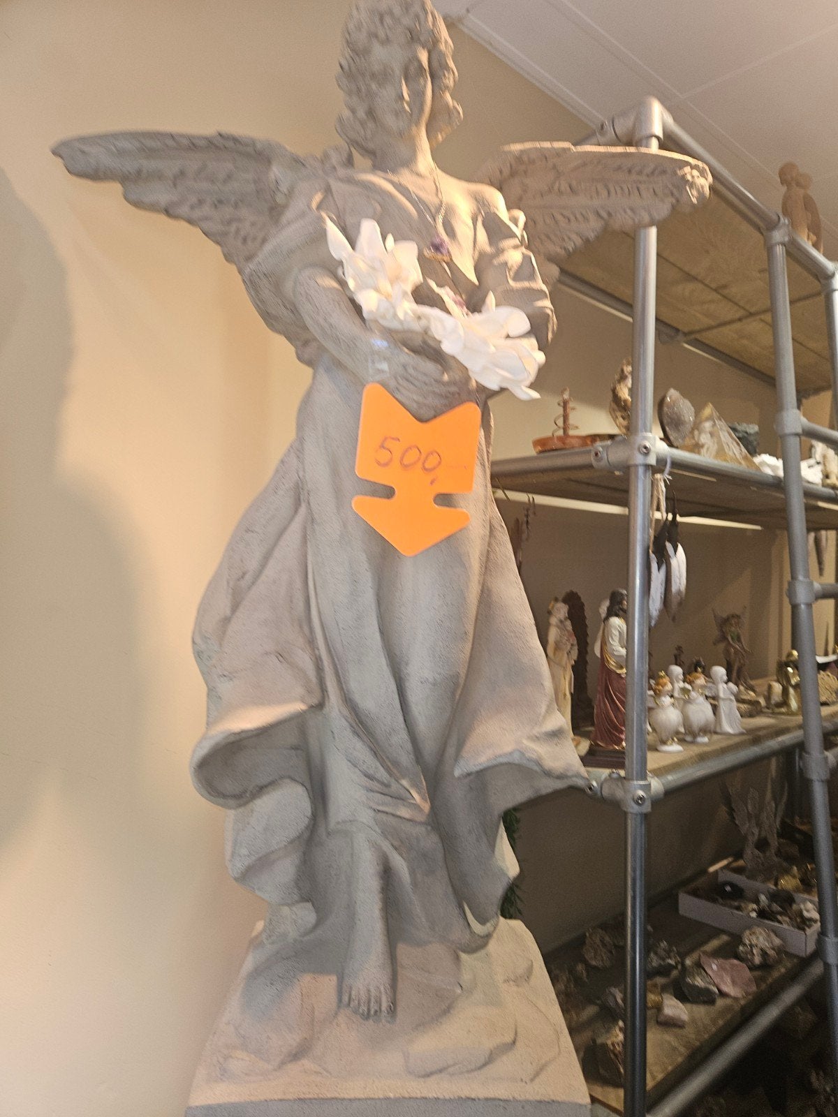 Grote engel op zuil - Prachtig decoratief beeld, Verzamelen, Ophalen