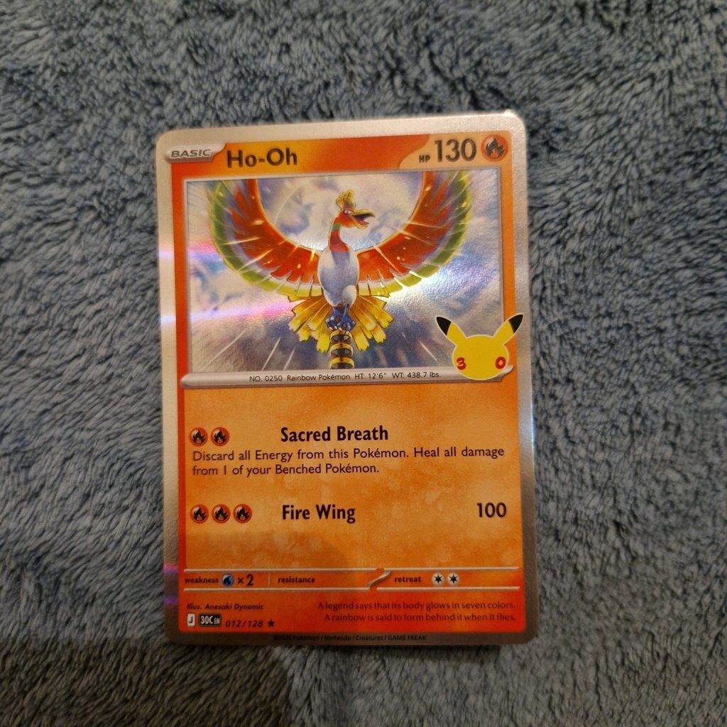 Ho-Oh 012/128 Pokémon 30th Celebration holo, Ophalen of Verzenden, Zo goed als nieuw, Losse kaart, Foil