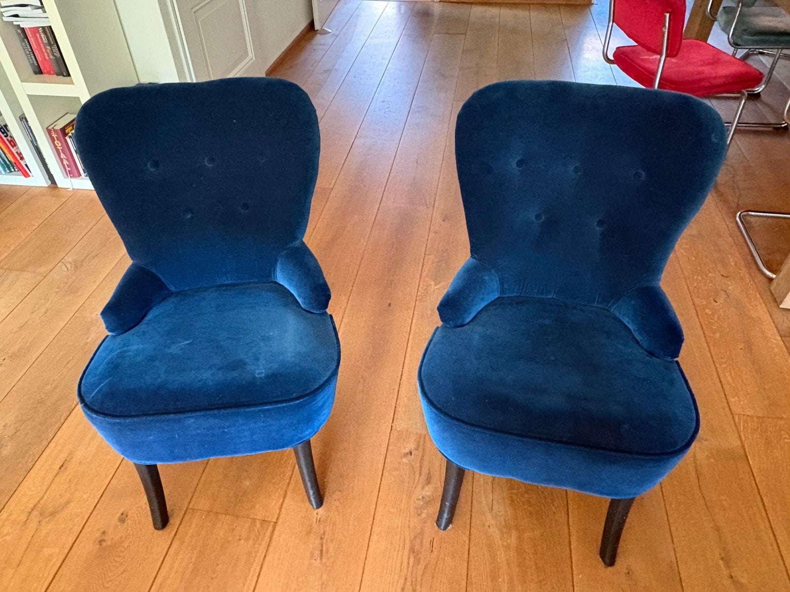 2 blauwe fauteuils IKEA, Huis en Inrichting, Fauteuils, Ophalen, 75 tot 100 cm, Zo goed als nieuw, Stof