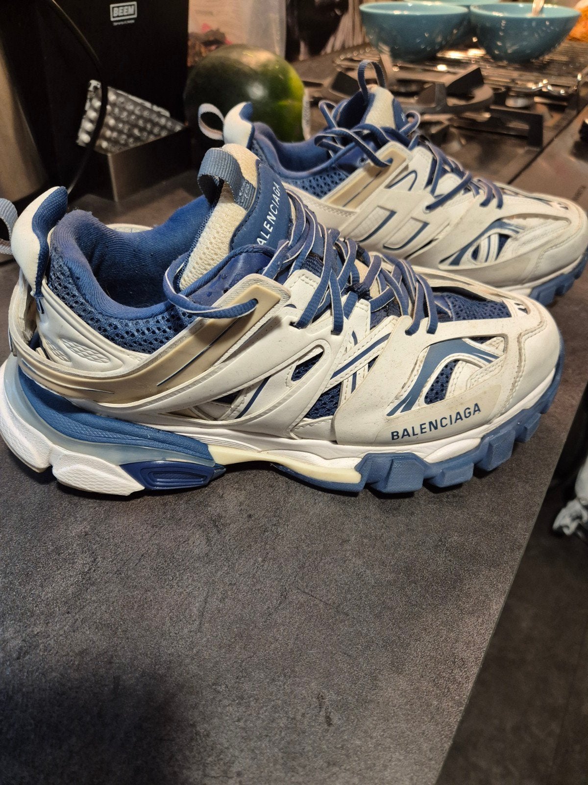 Balenciaga Track Sneakers Maat 41 - Wit/Blauw, Balenciaga, Wit, Ophalen of Verzenden, Sneakers of Gympen