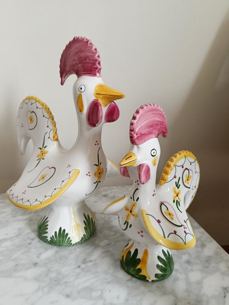 Set van 2 Handgeschilderde Portugese Keramische Hanen, Antiek en Kunst, Antiek | Keramiek en Aardewerk, Ophalen of Verzenden