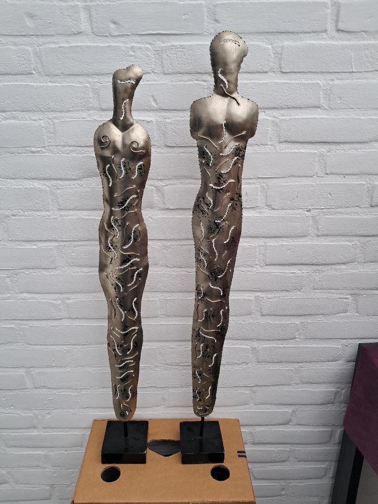 RVS Decoratie figuren Man & Vrouw ..... Leuk als Cadeau, Metaal, Zilver, Ophalen of Verzenden, Overige stijlen