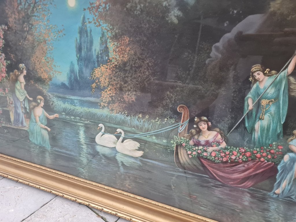 Vintage zeer grote lijst met glas 1.3 m x 65 cm, Ophalen, Heikant 21 Kaatsheuvel, Schilderijlijst, 65 cm