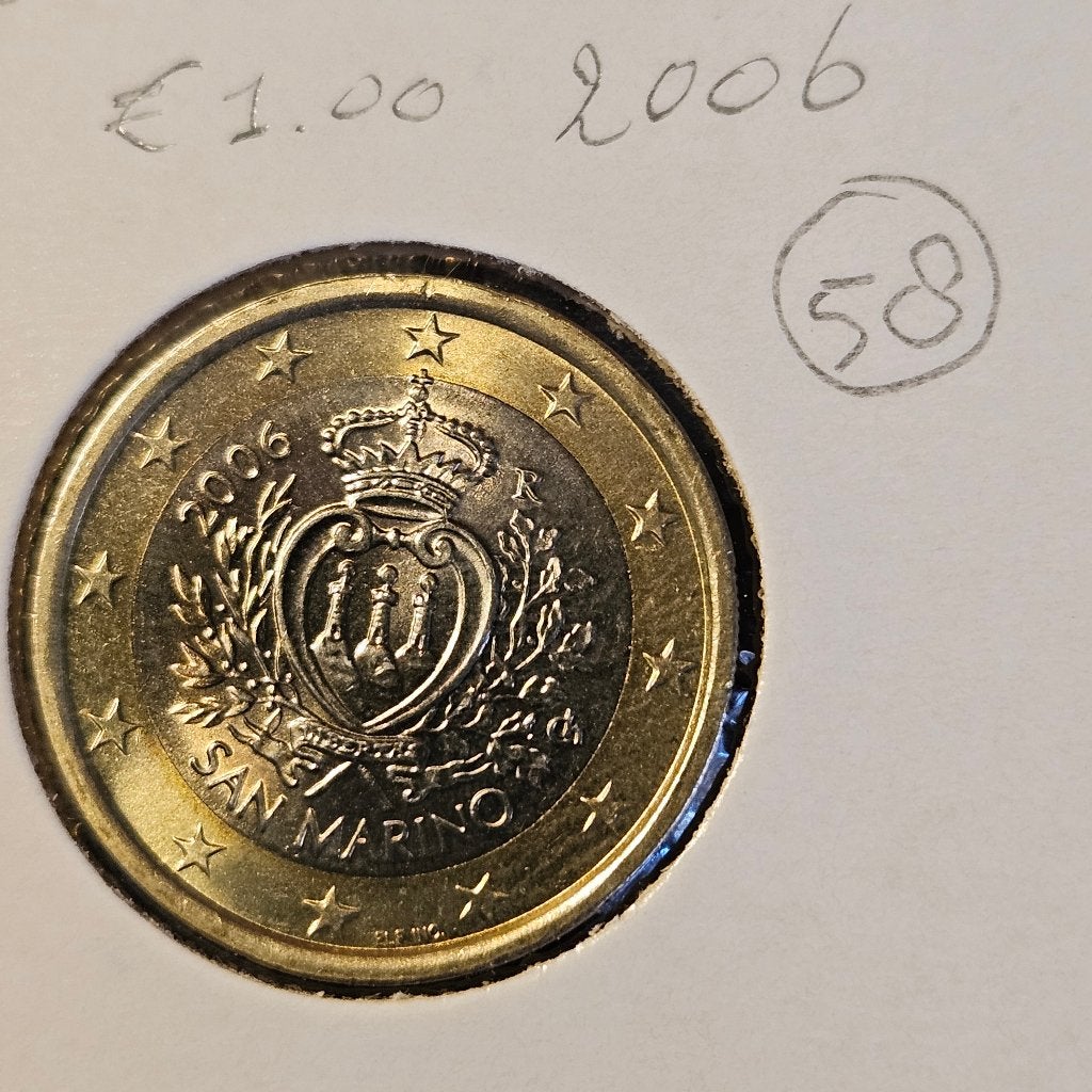 58 € 1,00 San Marino 1 euro regulier 2006, Ophalen of Verzenden, San Marino, 1 euro, Losse munt