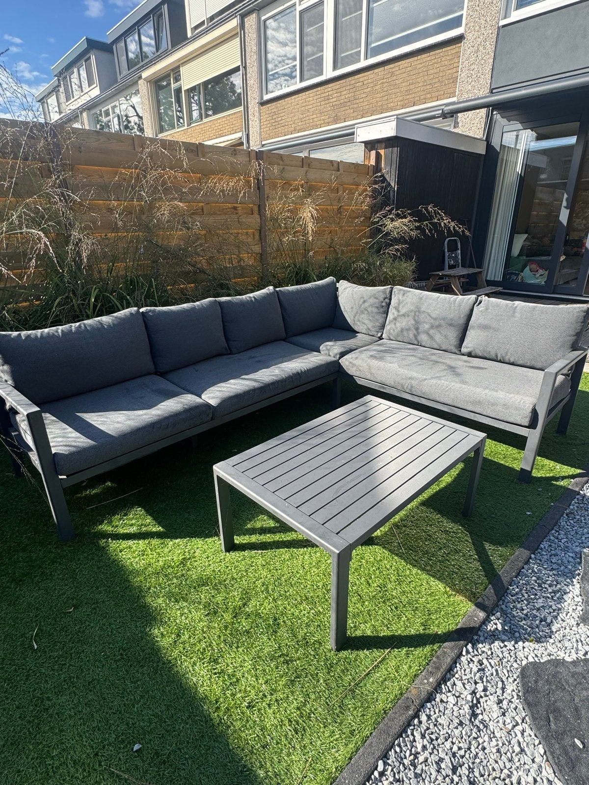 Antraciet Tuin Lounge set, Tuin en Terras, Ophalen, Gebruikt, Meer dan 8 zitplaatsen, Aluminium