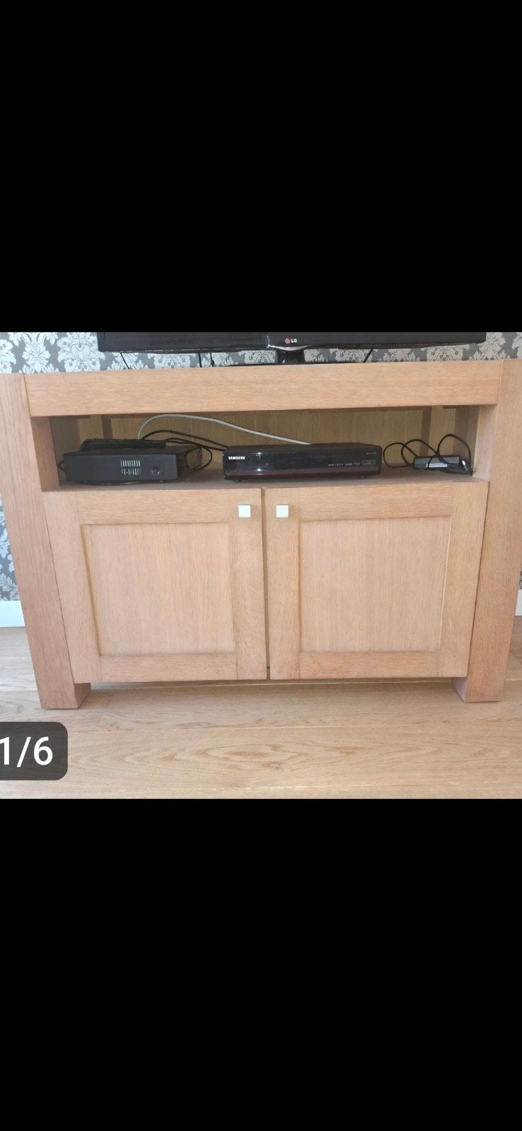 Eiken Fineer TV Meubel, Ophalen, 100 tot 150 cm, Eikenhout, Zo goed als nieuw