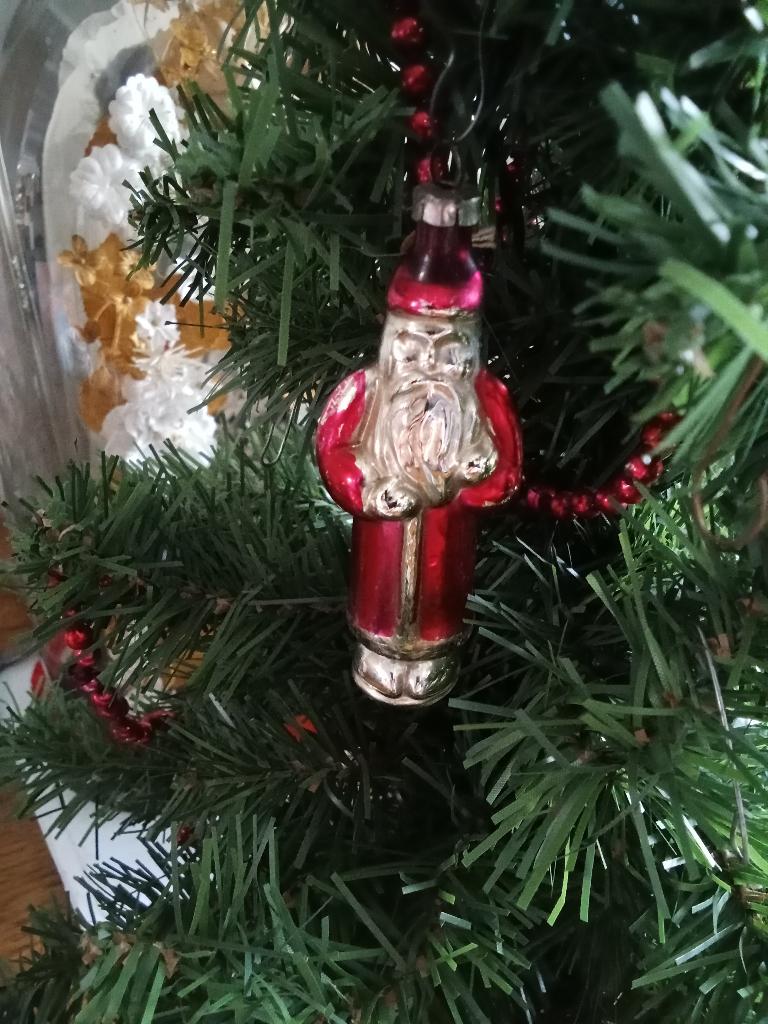 oude kerstbal dikker glas van smalle kerstman, Ophalen of Verzenden, Gebruikt