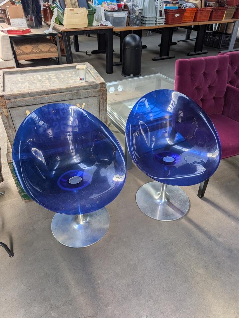 2x Blauwe Kartell Ero|s|, Huis en Inrichting, Gebruikt, Twee, Blauw, Modern, Eigentijds, Design