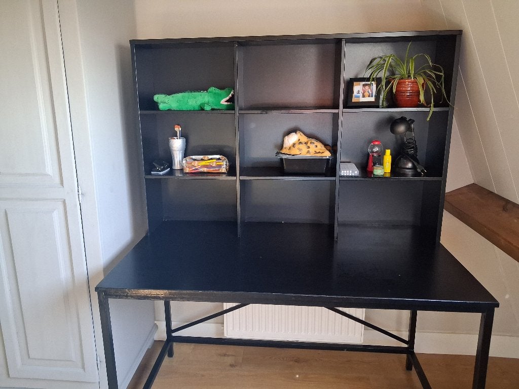 Zwart bureau Woood, Ophalen, Zwart, Hout, Kinderbureau