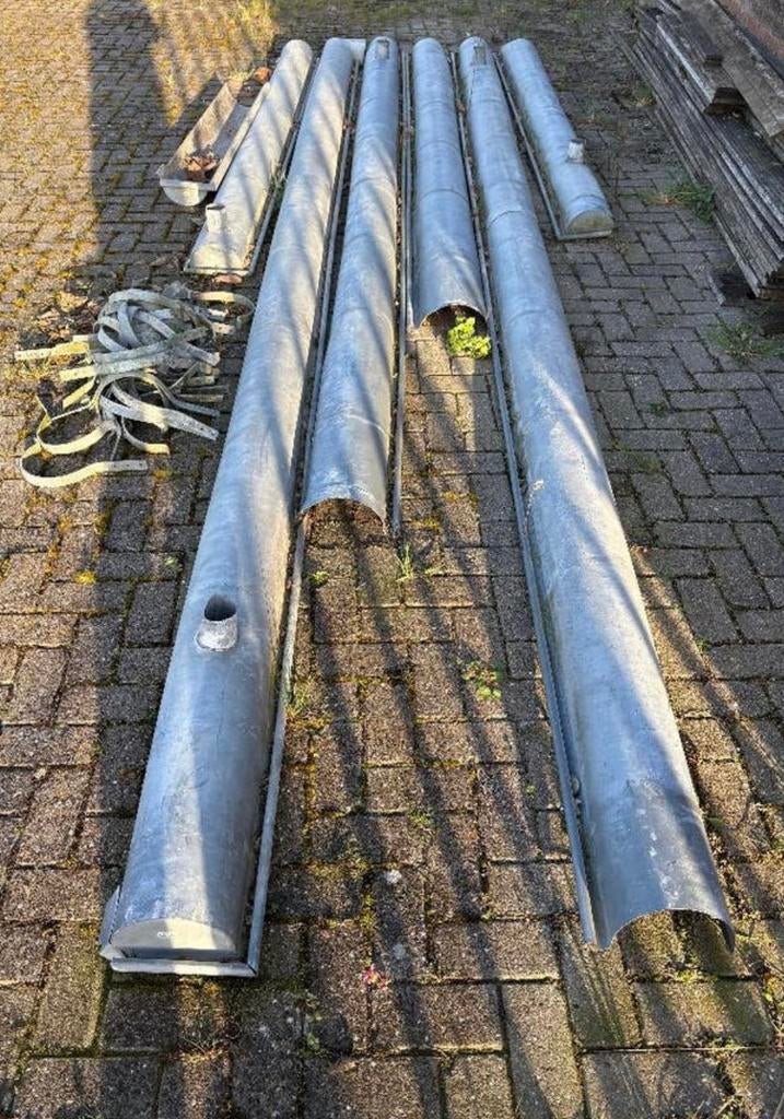 Gebruikte zinken mastgoten met beugels - ca. 28meter, Ophalen, Gebruikt, 6 meter of meer, Zink