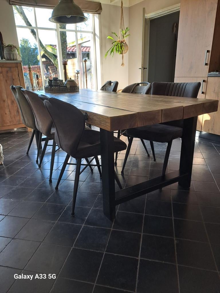 Mooie landelijje  eiken eettafel, Ophalen, 200 cm of meer, 50 tot 100 cm, Zo goed als nieuw