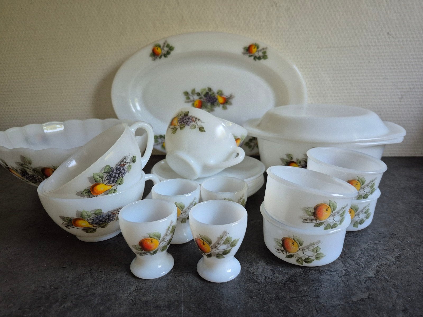 Arcopal fruit de France serviesgoed vintage/retro, Ophalen of Verzenden, Overige stijlen, Glas, Schaal of Schalen