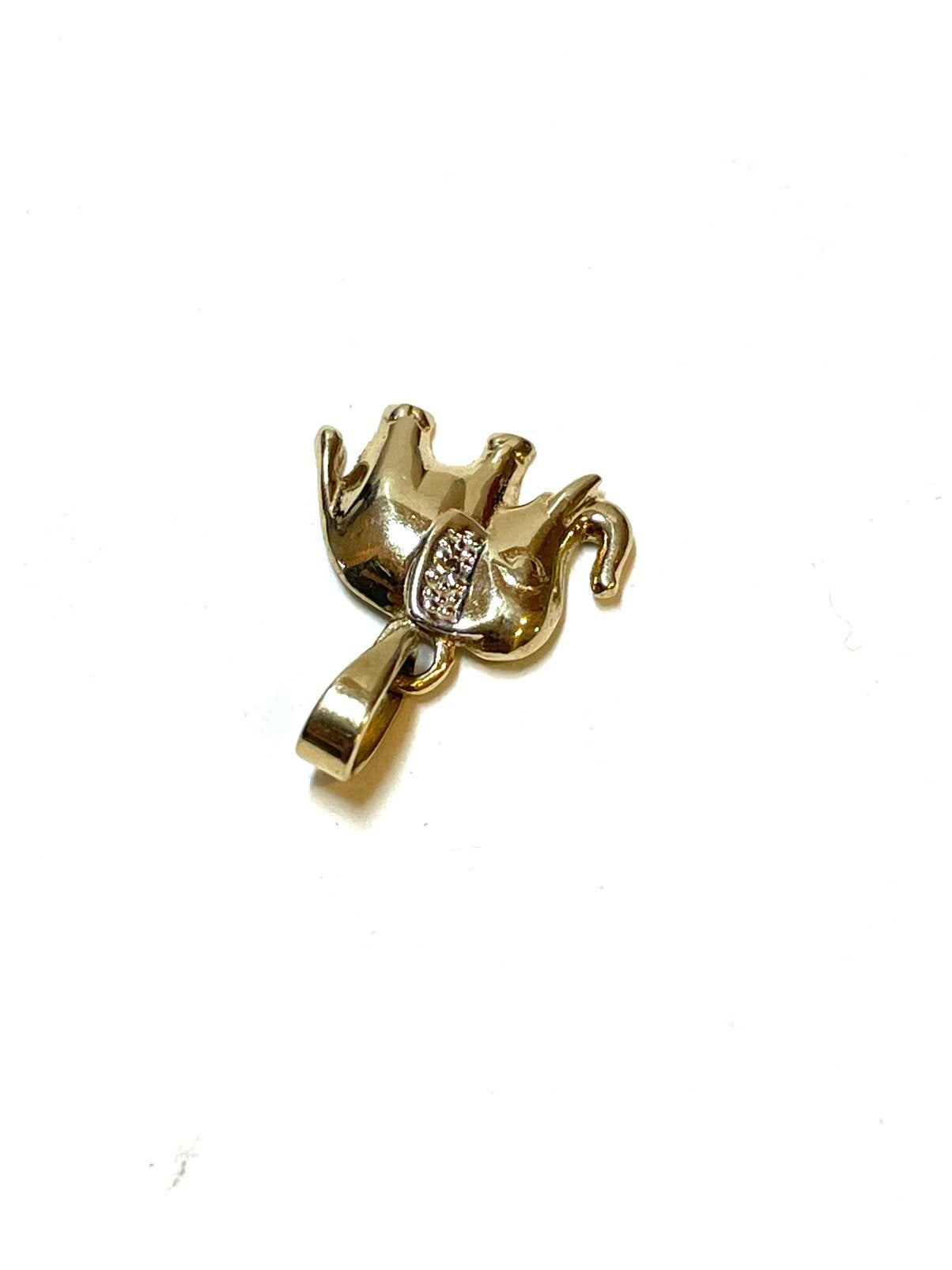 14k gouden olifant hanger met een diamant, -, -, Ophalen of Verzenden, Zo goed als nieuw