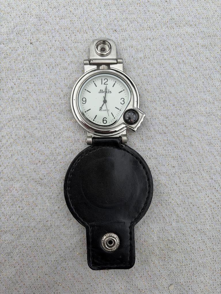 Alexis Quartz horloge met kompas en leren etui, Ophalen, Staal, Zakhorloge, Overige merken