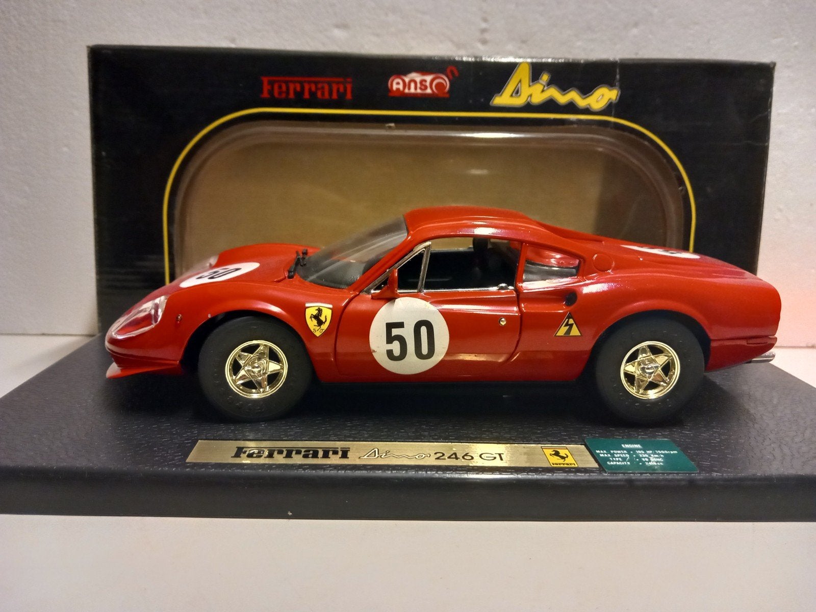 Ferrari 246 GT Dino #50 rood 1972 Anson metal 1:18 KRD, Hobby en Vrije tijd, Ophalen of Verzenden, Zo goed als nieuw, Auto, Anson