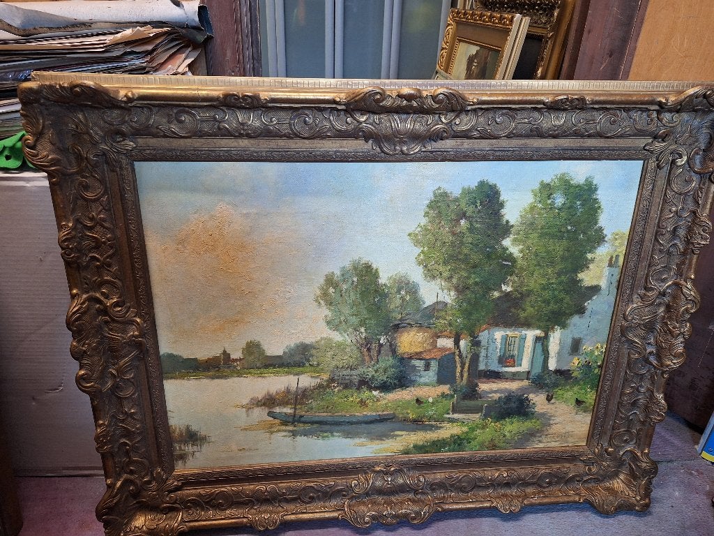 Schilderij, Oud hollands, Ophalen of Verzenden, Landschap, Olieverf
