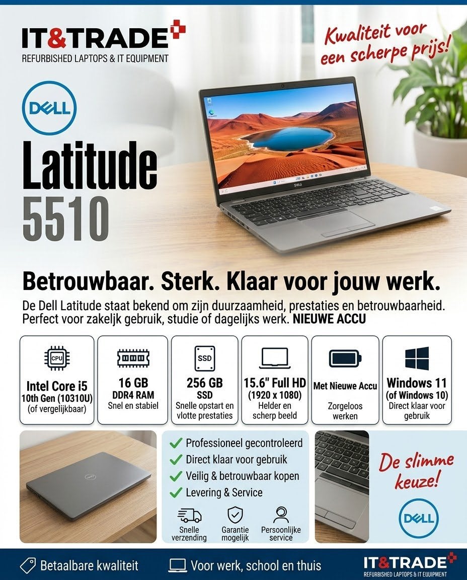 Dell Latitude 5510 | i5-10310U | 16GB | 256GB SSD | Win 11, Computers en Software, Minder dan 2 Ghz, UK, Ophalen of Verzenden