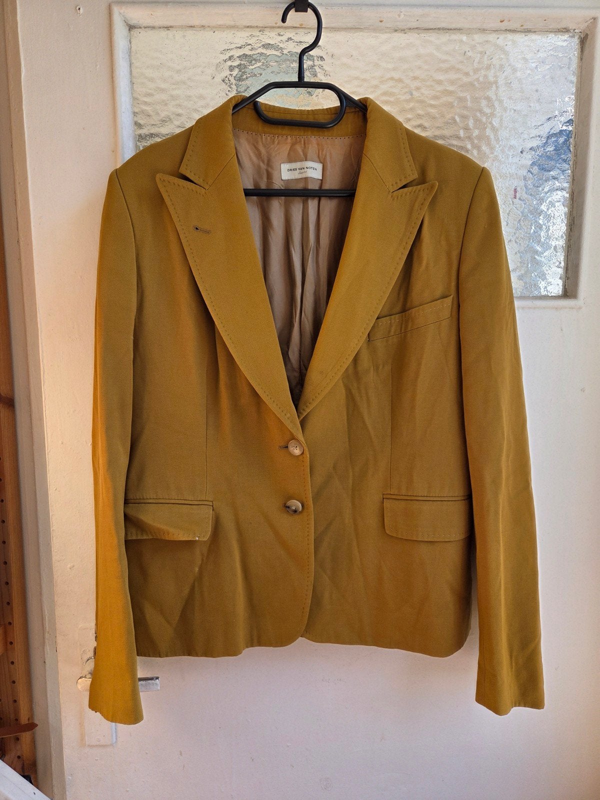 Dries Van Noten Wollen Blazer – Maat 44 geel oker mosterd, Geel, Maat 42/44 (L), Ophalen of Verzenden, Jasje