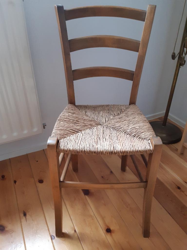 Houten stoel met rieten zitting 4 stuks, Ophalen of Verzenden