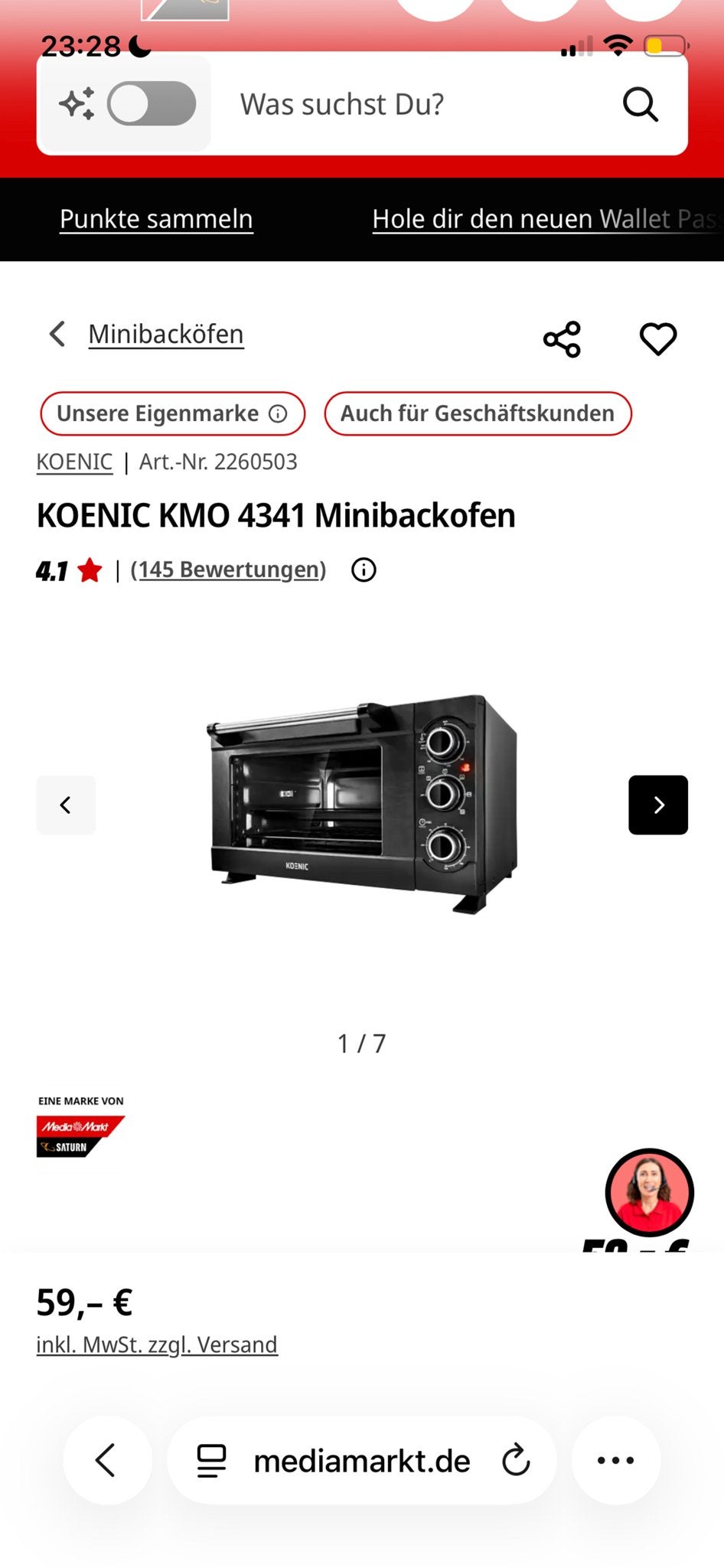 KOENIC KMO 4341 Minioven, Ophalen, Minder dan 45 cm, Overige merken, Zo goed als nieuw