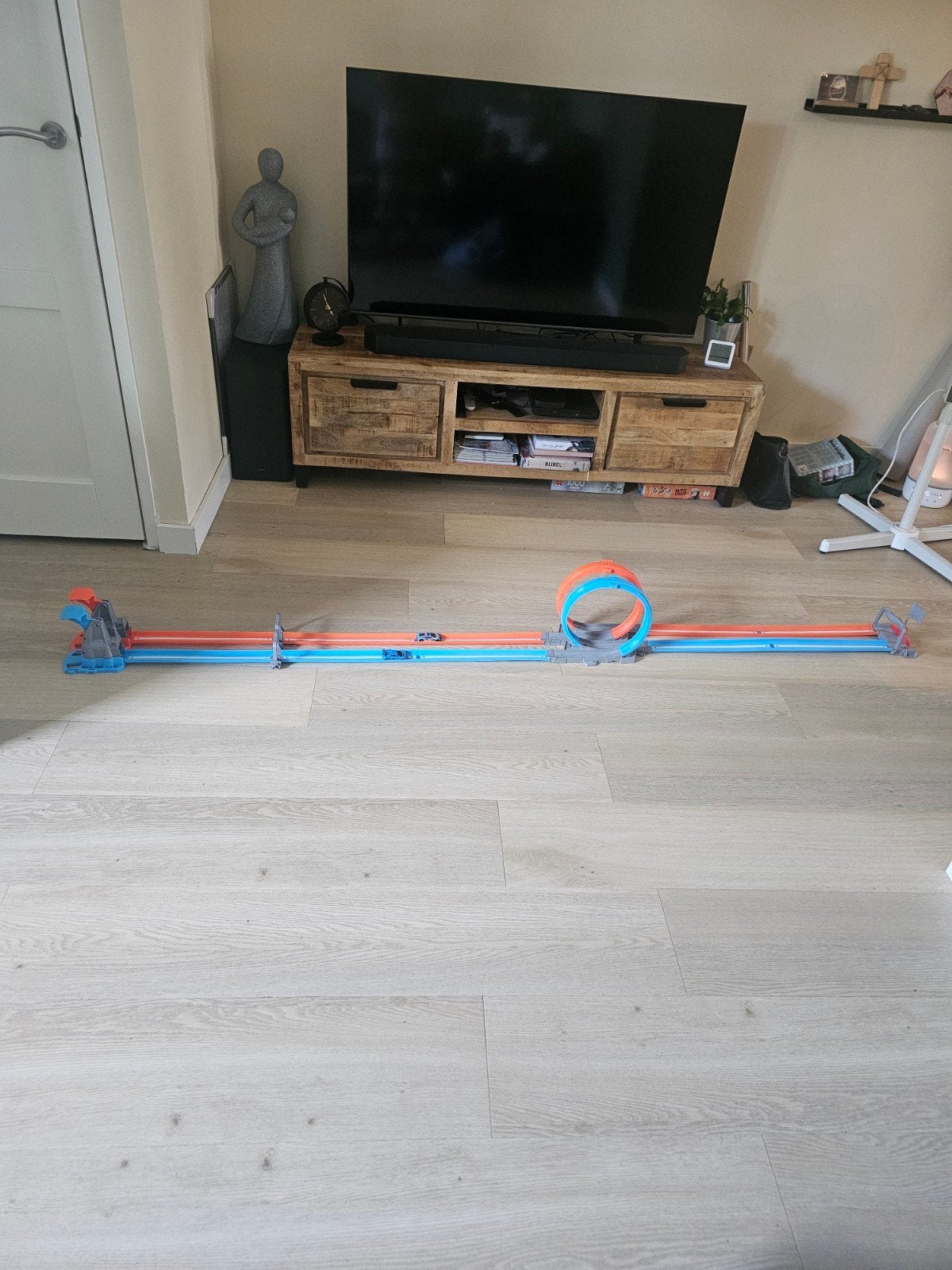 Hot wheels racebaan met 2 auto's, Ophalen, Zo goed als nieuw, Handmatig, Hot Wheels