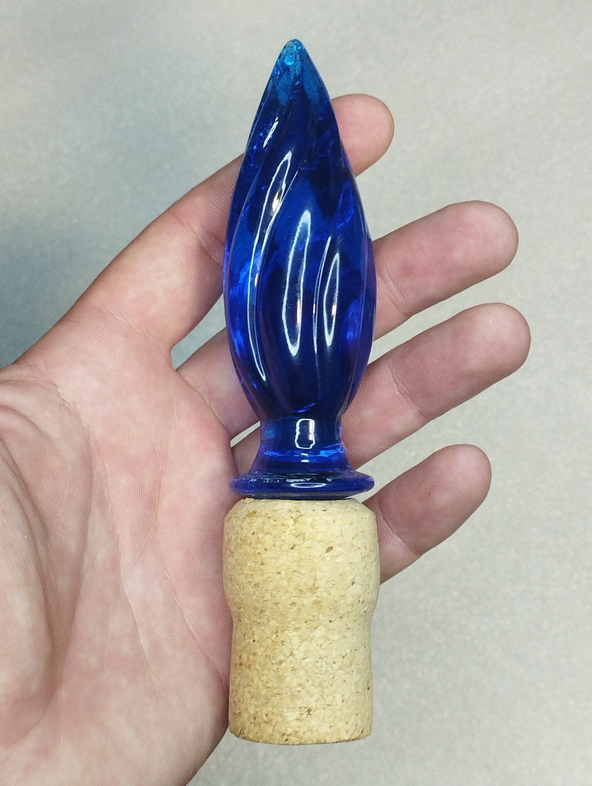 Vintage Empoli blauwe flessendop vlam mid-century 14,5 cm, Ophalen of Verzenden, Zo goed als nieuw, Overige typen