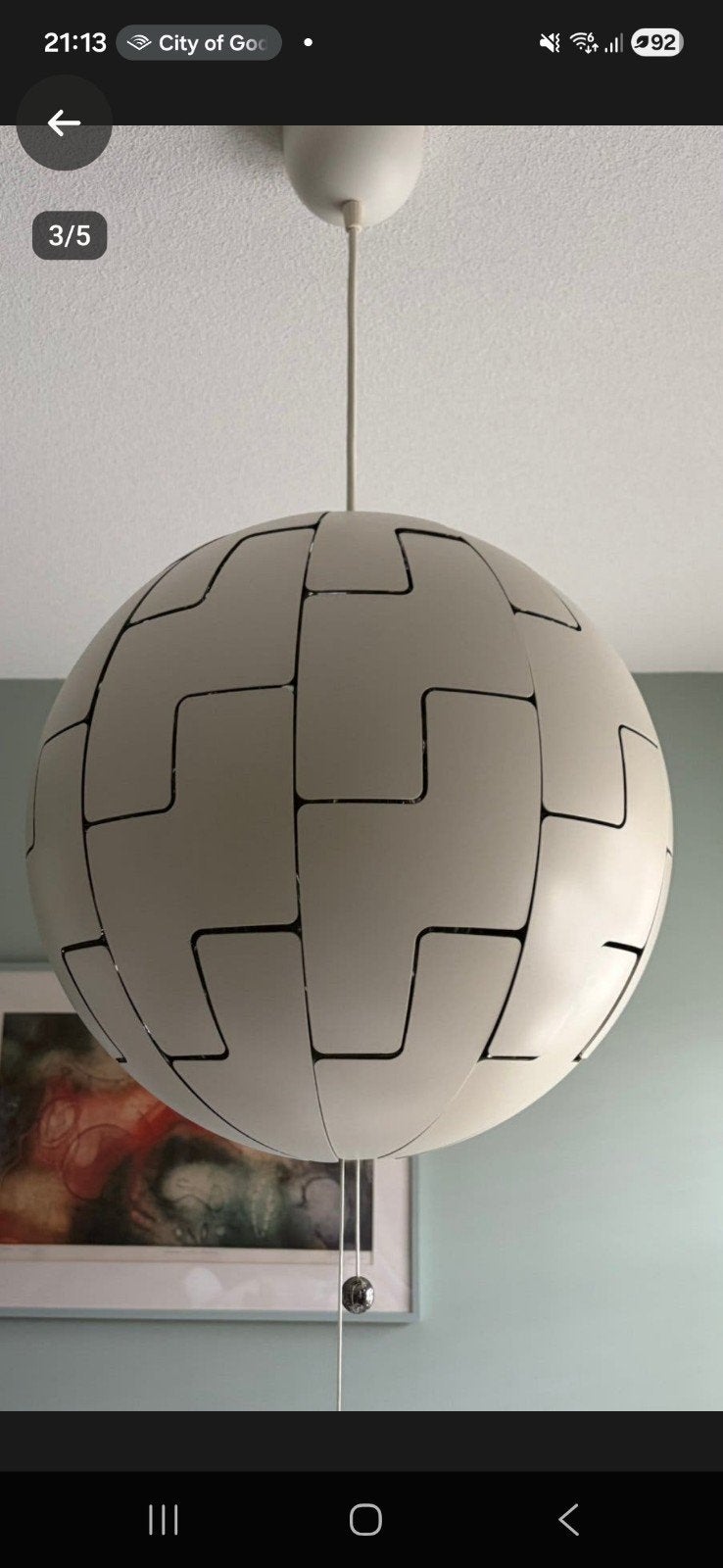 IKEA PS 2014 Hanglamp - Wit/Zilver, 52 cm, Huis en Inrichting, Ophalen, Kunststof, Modern, Design, Futuristisch, E27 (groot)