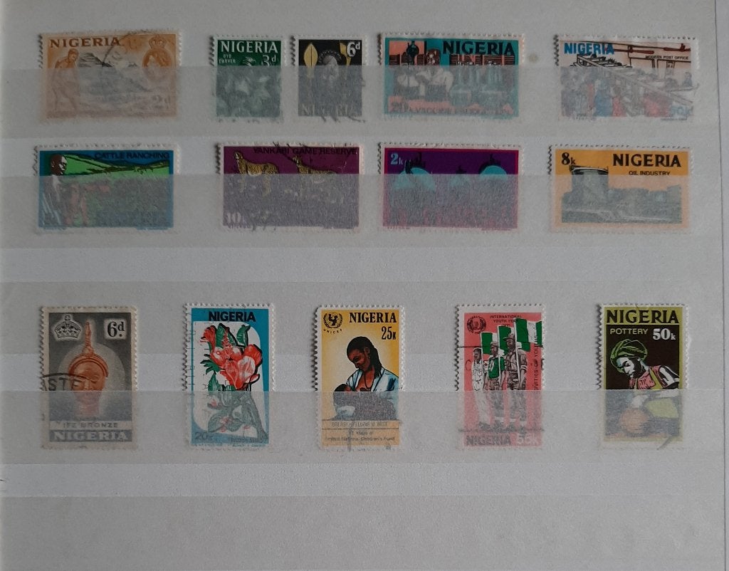 1 Kaart Oude Postzegels Nigeria Nr. 1 Gestempeld, Ophalen, Nigeria, Gestempeld