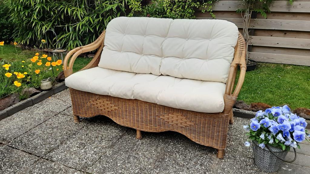 Rotan bankset voor in de tuin, Tuin en Terras, Tuinbanken, Ophalen, Zo goed als nieuw, Rotan