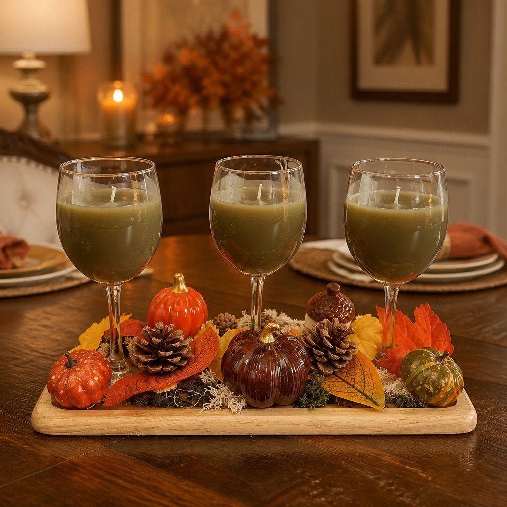 Herfst schaal met kaarsen en decoratie, Meerkleurig, Nieuw, Ophalen of Verzenden, Kaars