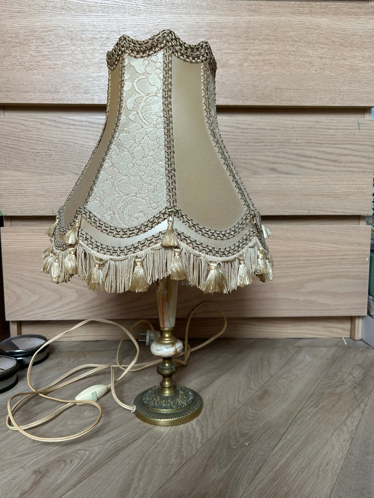 Ouderwetse lamp met onyx-marmeren voet, Ophalen of Verzenden, Zo goed als nieuw