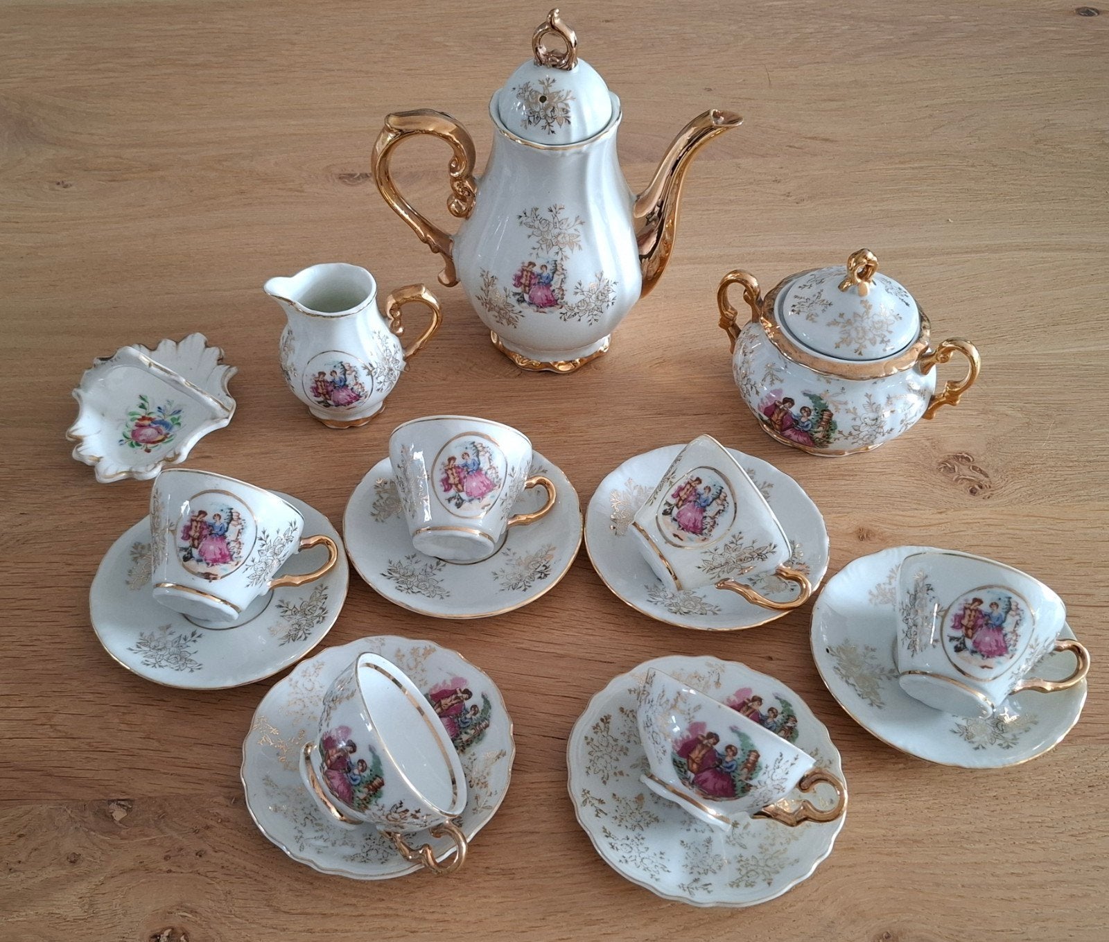 Vintage Japans Mokkaservies (Yamaka Toki) Fragonard Stijl, Antiek en Kunst, Ophalen of Verzenden